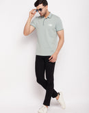 Camla Green Cotton  Polo Collar T Shirt