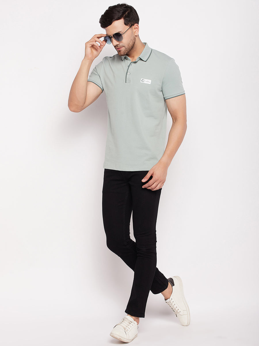 Camla Green Cotton Polo Collar T Shirt Buy COLOR Green T Shirts Online for Glamly