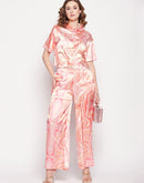 Camla Barcelona Abstract Print Peach Co-Ord Set