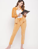 Msecret Solid Mustard Yellow Velour Tracksuit