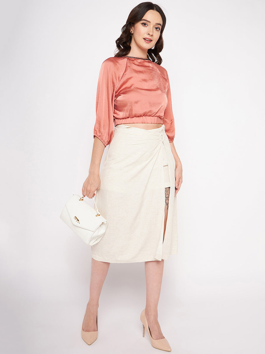 Madame Beige Wrap Cotton Skirt