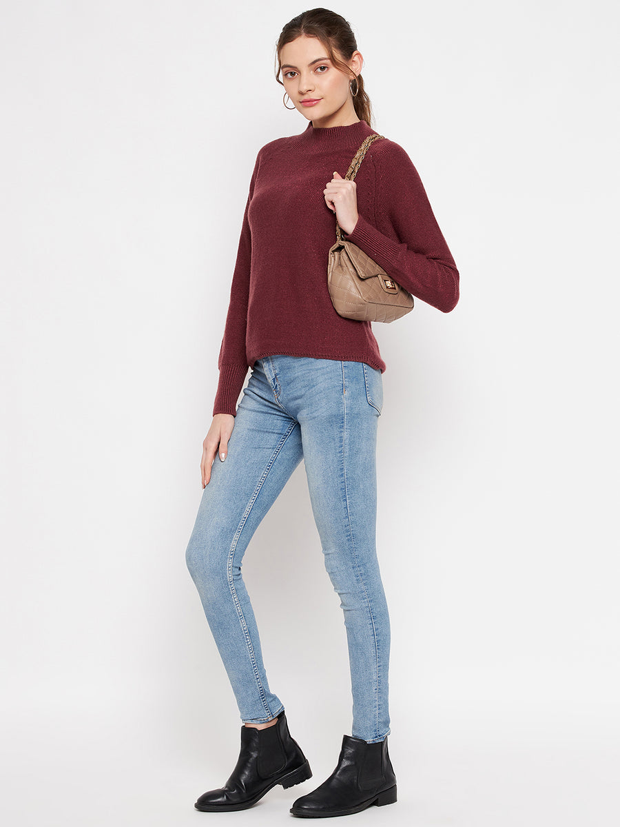 CAMLA Barcelona Rust Solid Sweater for Women