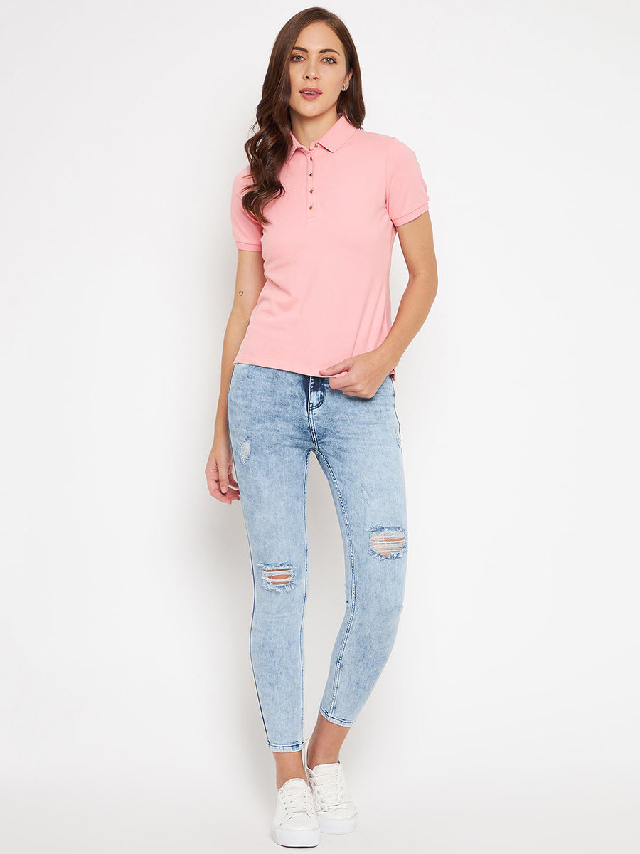 Madame  Pink Solid T-Shirt