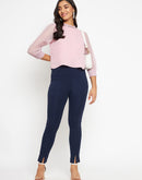 Madame High Rise Navy Blue Solid Jegging