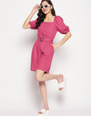 Madame  Pink Puffed Sleeves Jumpsuit