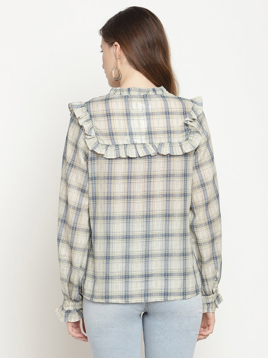 Camla Women Self Design Checkered Top