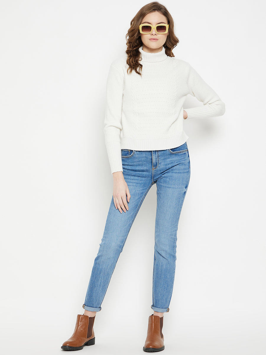 CAMLA Turtle Neck Ribbed Sleeve Sweater for Women