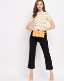 Madame Orange Shirt Collar Knit Top