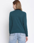 Madame  Teal Color V-Neck Sweater