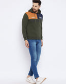 Camla Men Olive Hooded Sweatshirt