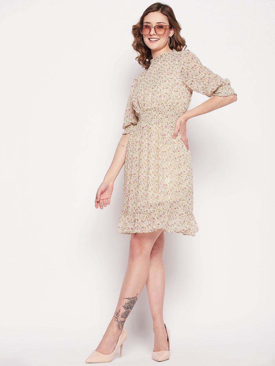 Camla Yellow Floral Dress For Women