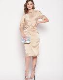 Camla Barcelona Beige Satin Dress