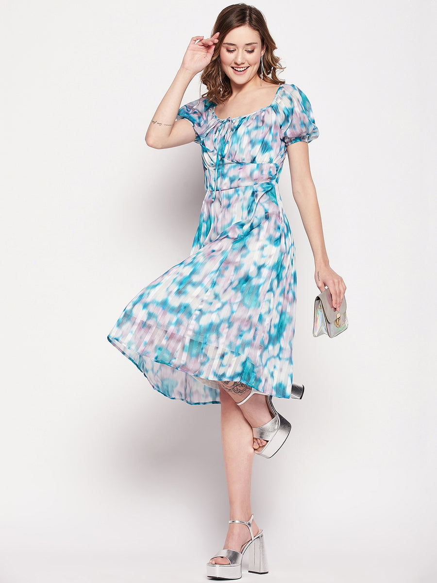 Camla Teal Satin Dress For Women