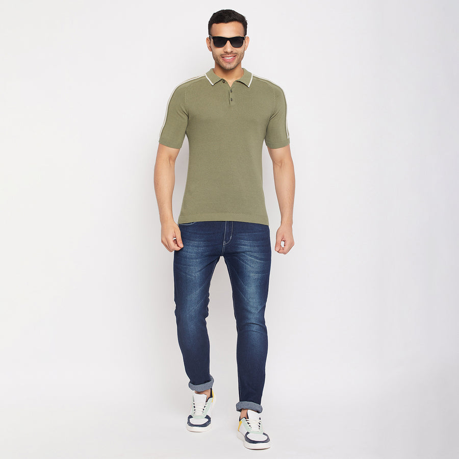 Camla Barcelona Green Cotton Polo Collar T-shirt