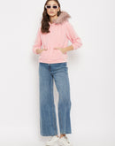 Madame Faux Fur Hood Pink Sweatshirt