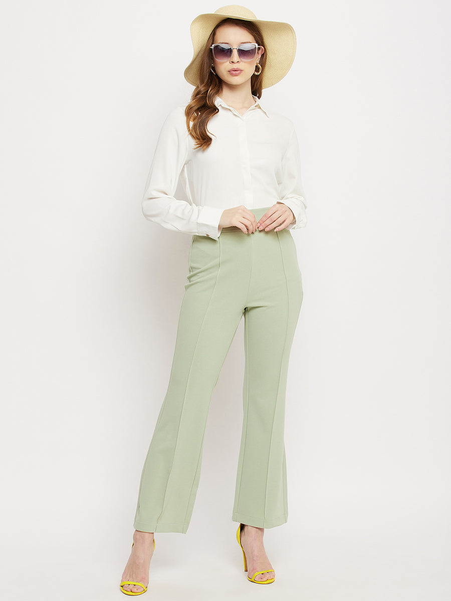 Madame  Mint Solid Bootcut Trouser