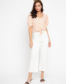 Madame Square Neck Peach Knotted Crop Top
