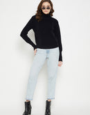 Camla Barcelona Cable Knit Black Turtleneck Sweater