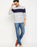 Camla Barcelona Colourblocked White Sweater For Men