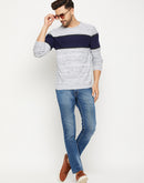 Camla Barcelona Colourblocked White Sweater for Men