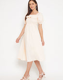 Camla Barcelona Women Beige Solid Fit & Flare Dress