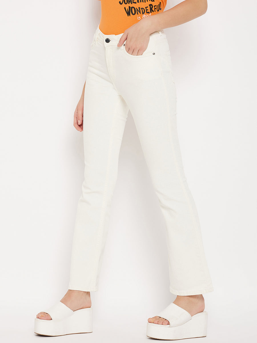 MADAME Mid-rise Flared White Jeans