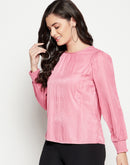 MADAME Solid Smock Neck Top