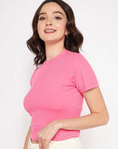 Madame Pink Fitted Round Neck Top