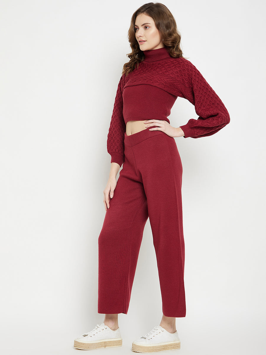 Camla Barcelona Turtle Neck Rust Co-ord Set for Women