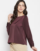 Madame Boat Neck Cuff Sleeve Solid Onion Top