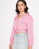 Madame Pink Notched Collar Shirt