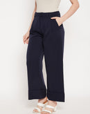 MADAME Relaxed Fit Navy Palazzo Pants