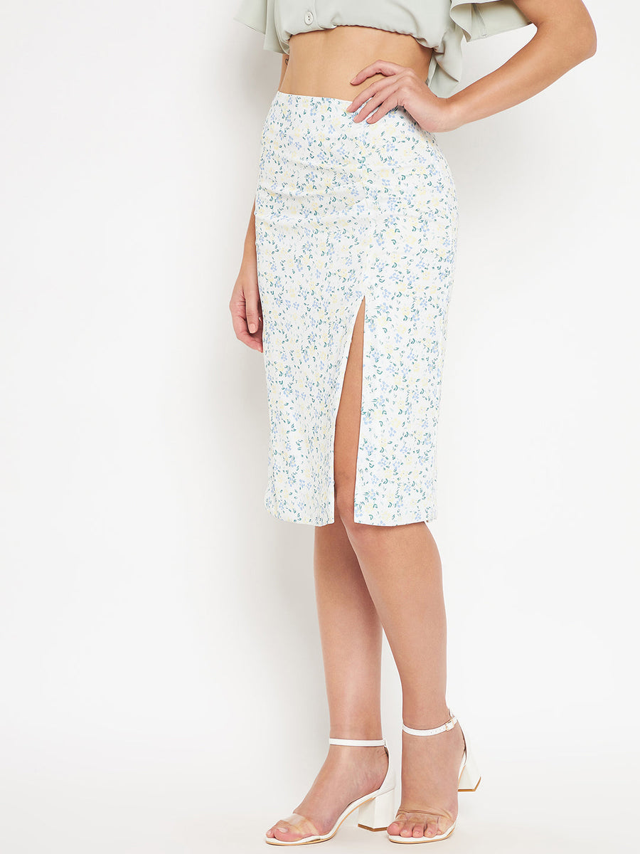 Camla Women White Floral Skirt