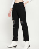 Madame Distressed Black Straight Jeans