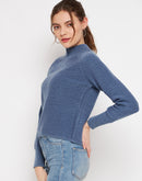 CAMLA Barcelona Sky Blue Solid Sweater for Women
