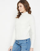 Camla Barcelona Textured Off-White Turtleneck Sweater