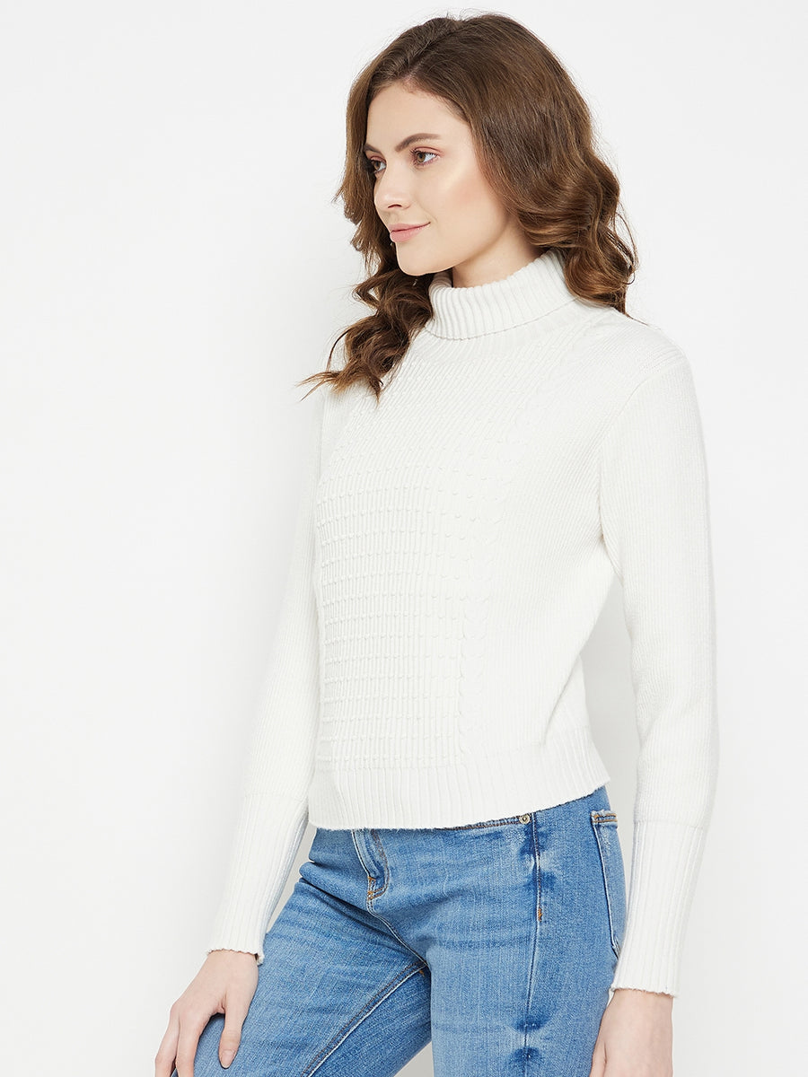 CAMLA Turtle Neck Ribbed Sleeve Sweater for Women