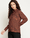 Madame Marble Printed Chocolate Shirt for Women