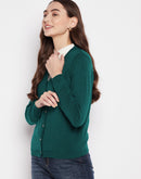MADAME Teal Cashmere Solid Cardigan
