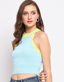Madame Turquoise Halter Neck Fitted Top