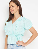 Camla Barcelona Ruffle Detail Mint Green Top