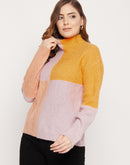 MADAME Colour block High Neck Sweater