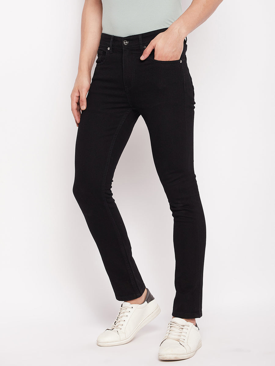 Camla Solid Black Skinny Fit Jeans