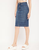 Madame Blue Denim Knee length Skirt