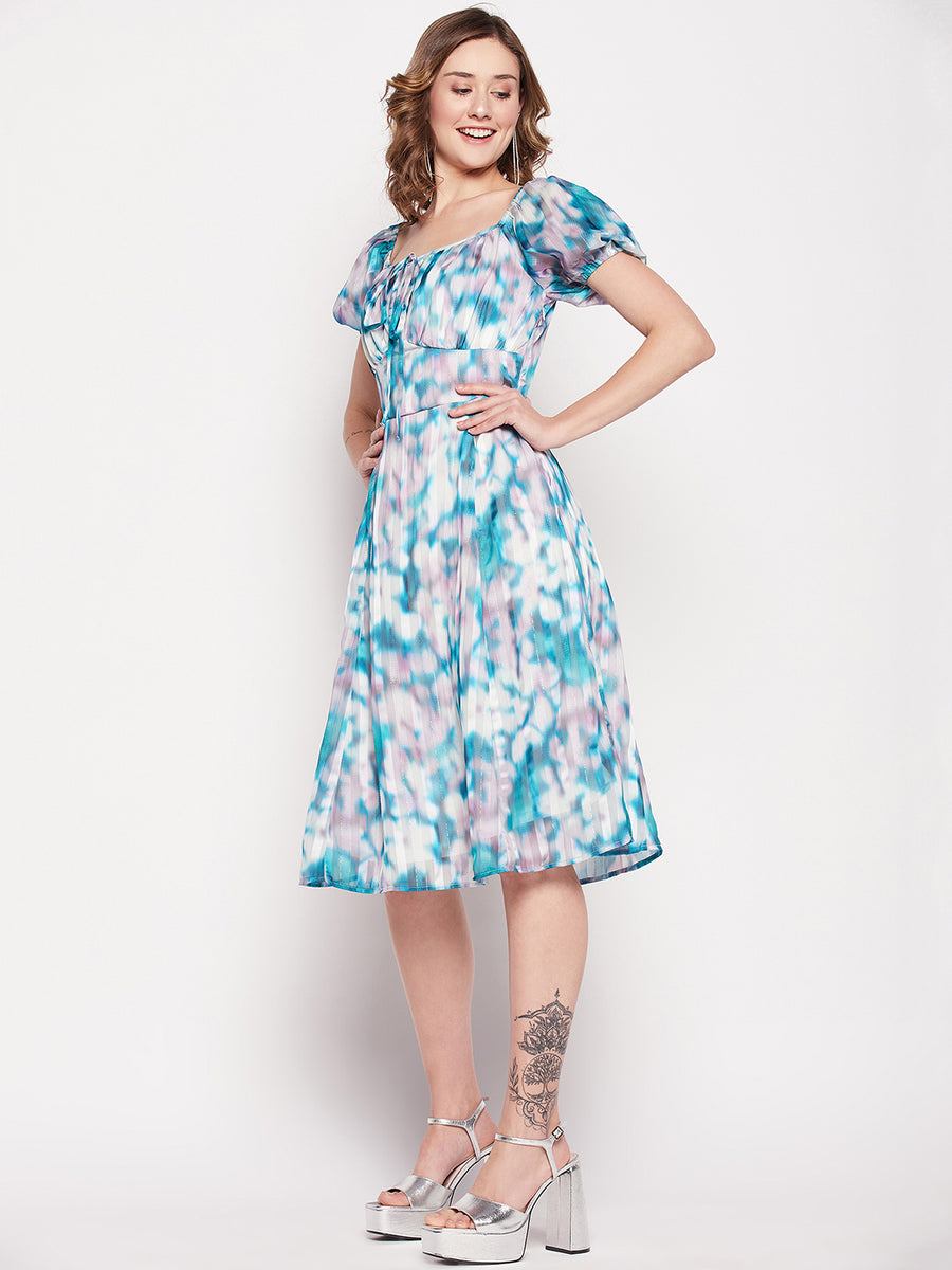 Camla Teal Satin Dress For Women