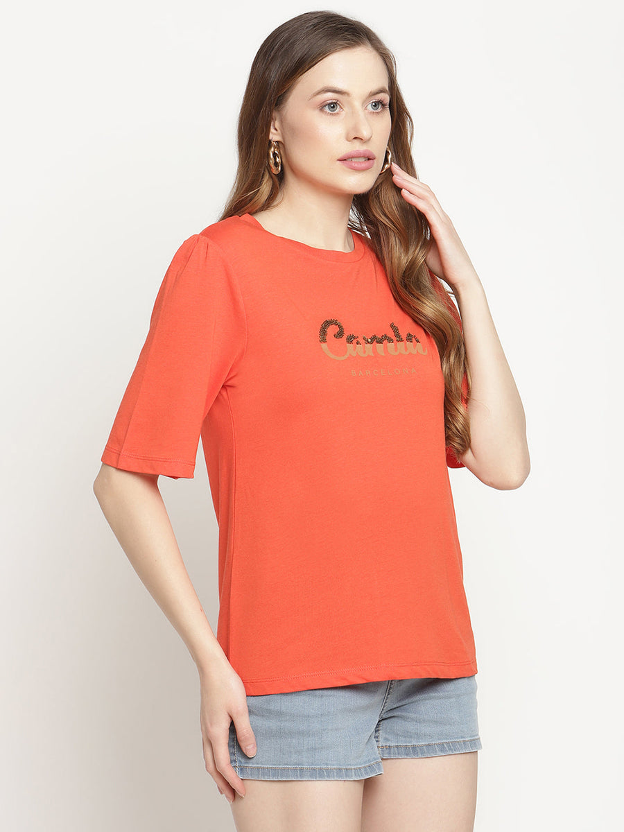 Camla Orange  Top For Women