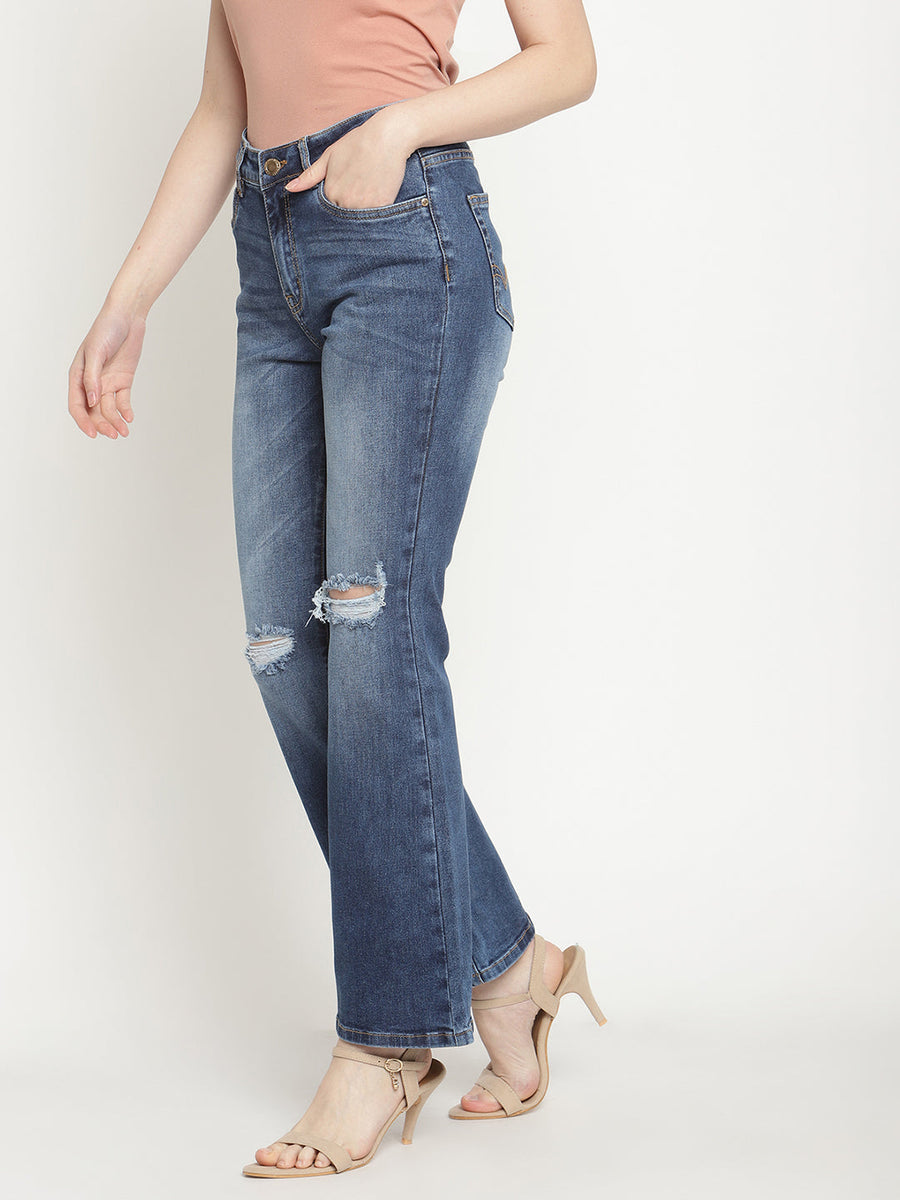 Madame  Boot Cut Ripped Jeans