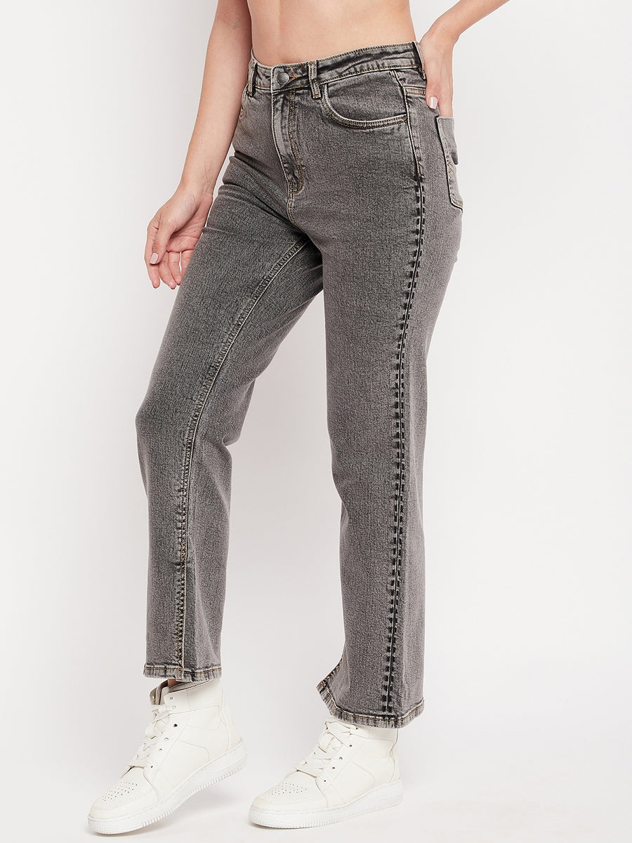 MADAME Straight Fit Grey Jeans