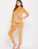 Msecret Solid Mustard Yellow Velour Tracksuit