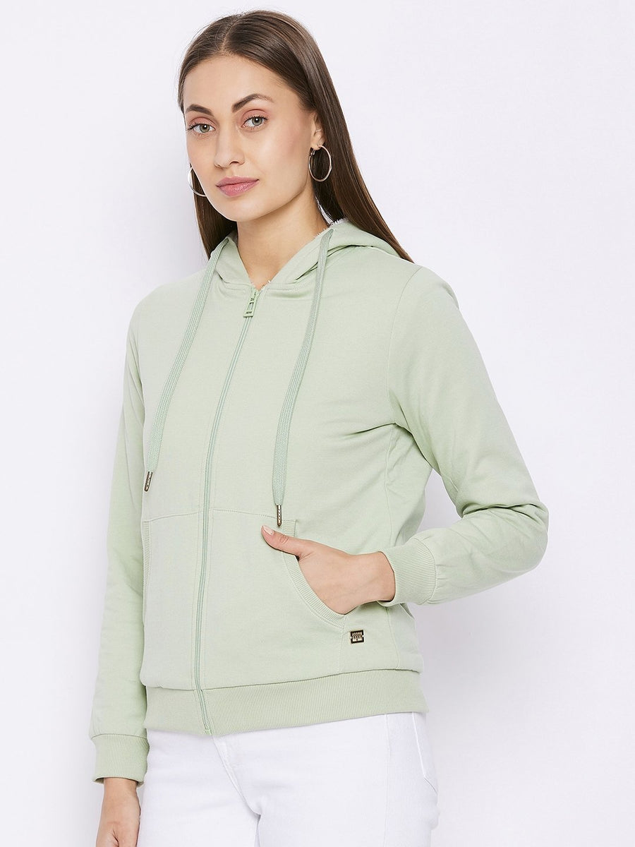 Madame  Light Green Hooded Sweatshirt